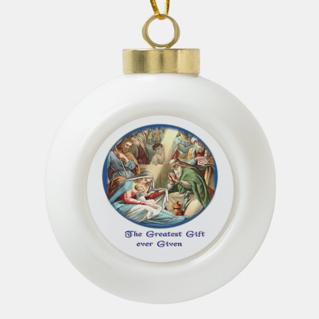 Weihnachtstiere Keramik Kugel-Ornament (Vorderseite)
