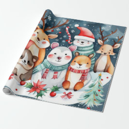 Weihnachtstiere Weihnachtsmann Geschenkpapier