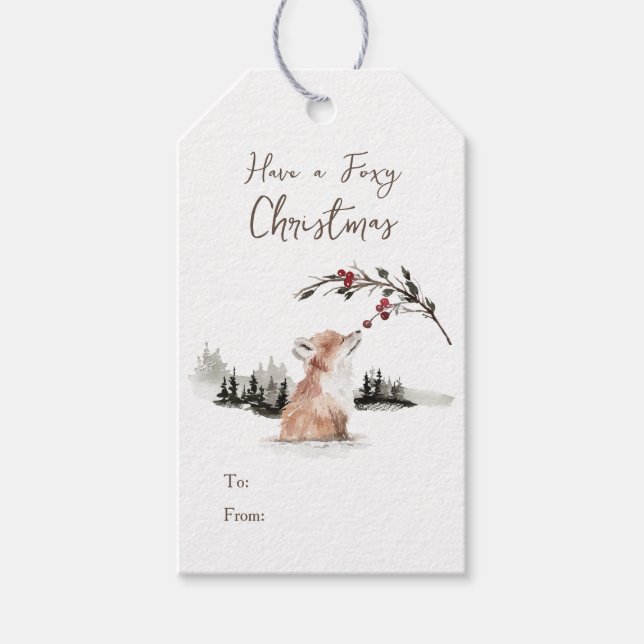 Weihnachtstierfuchs Geschenkanhänger (Vorderseite)