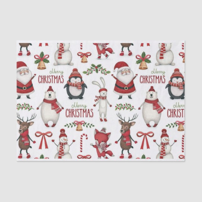 Weihnachtstiermuster Seidenpapier (Vorderseite)