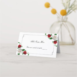 Weihnachtstisch mit Rosen und Weißrosen Platzkarte