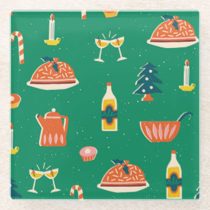Weihnachtstisch, vintage Muster. Glasuntersetzer