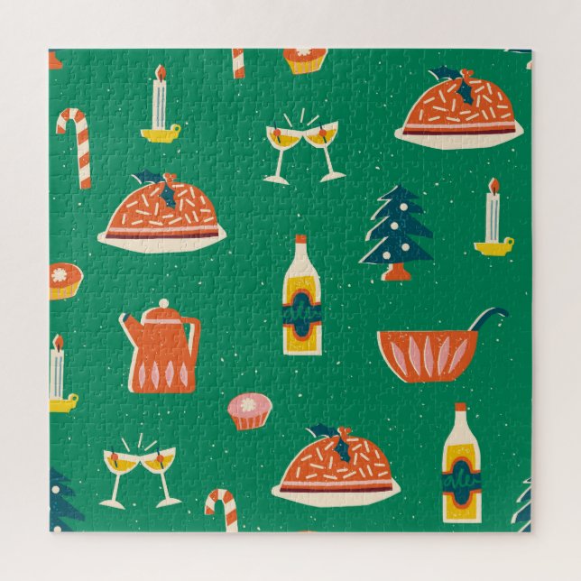 Weihnachtstisch, Vintages Muster. Puzzle (Vertikal)