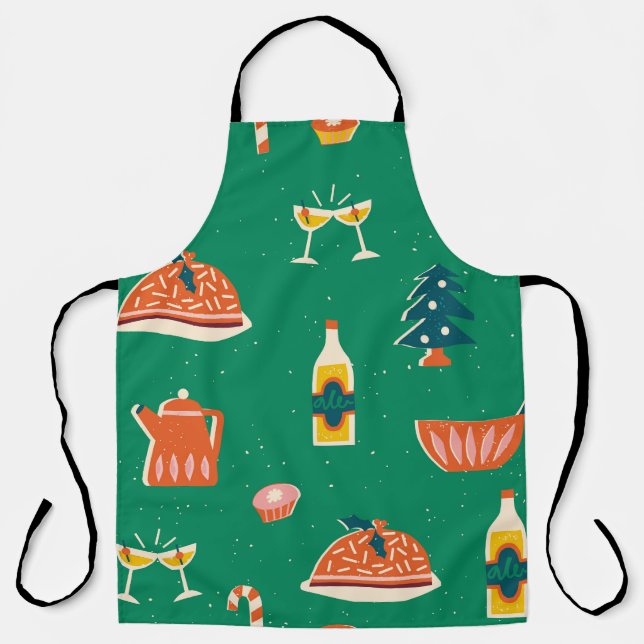 Weihnachtstisch, Vintages Muster. Schürze (Vorderseite)