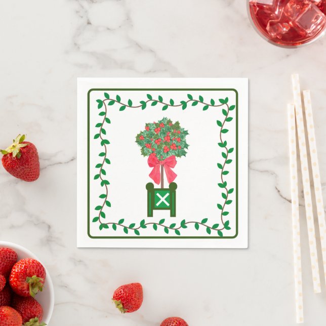 Weihnachtstopiaries Holly Berry tree Topiary Serviette (Beispiel)