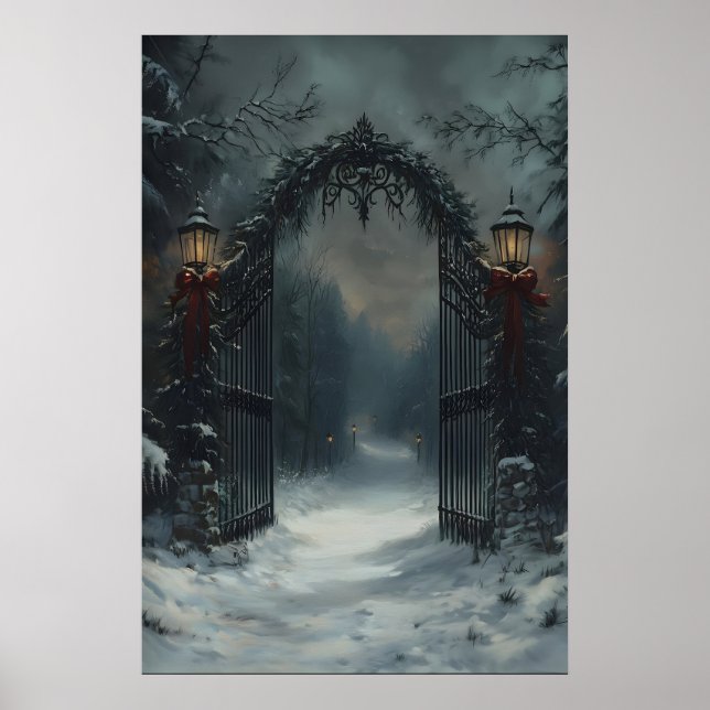 Weihnachtstor Gotische Winterwandkunst, viktoriani Poster (Vorne)