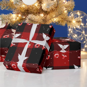 Weihnachtstove mit Freude auf Kariert Geschenkpapier