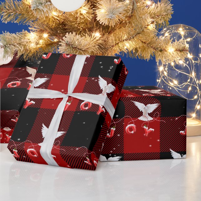 Weihnachtstove mit Freude auf Kariert Geschenkpapier (Feiertage)