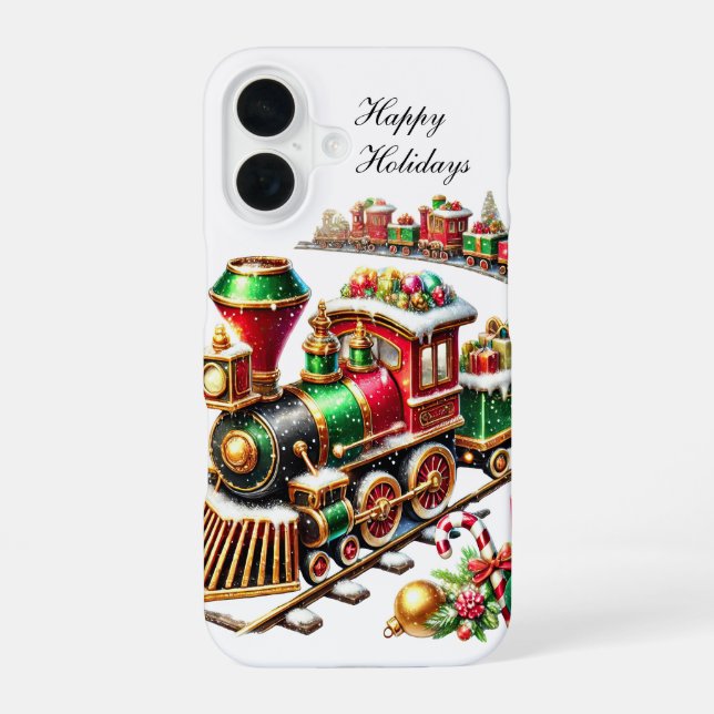 Weihnachtstrain anpassbar  iPhone 16 hülle (Rückseite)