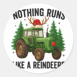 Weihnachtstraktor Farm Nichts läuft wie ein Rentie Runder Aufkleber