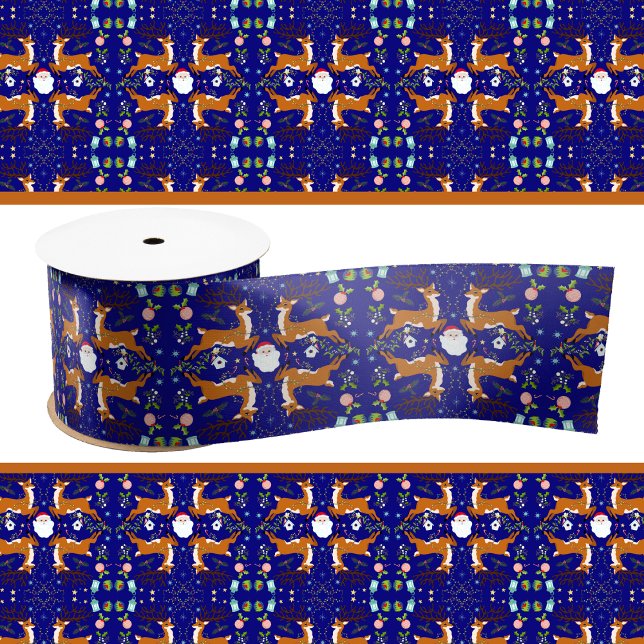 Weihnachtstränger Blue Seamless Pattern Satinband (Von Creator hochgeladen)
