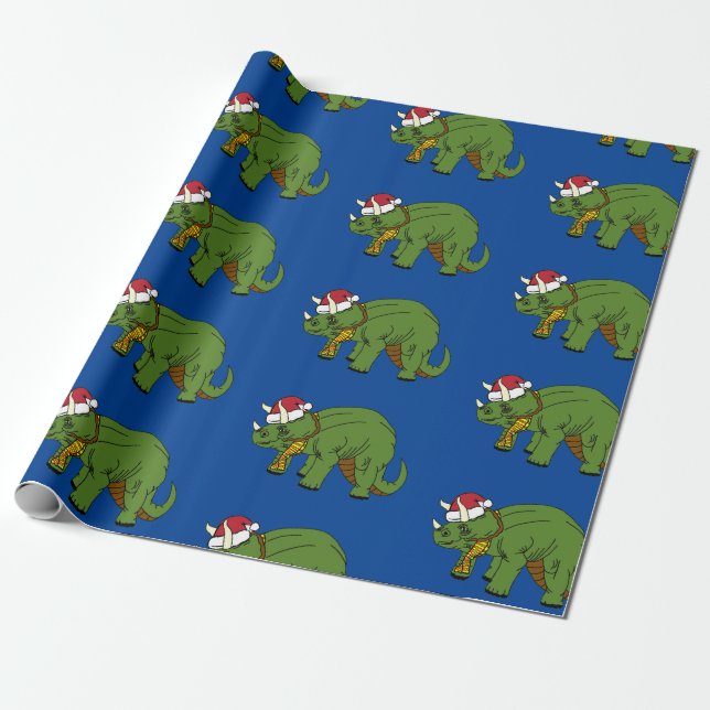 Weihnachtstriceratops Dinosaurier Wrapping Paper Geschenkpapier (Ungerollt)