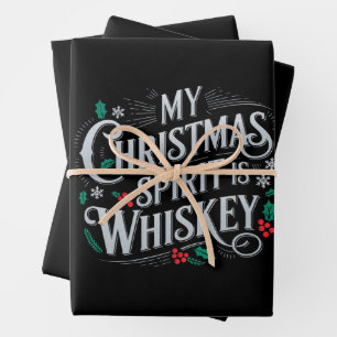 Weihnachtstrinker Whisky Liebhaber Trinker Sprüche Geschenkpapier Set