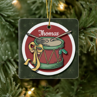 Weihnachtstrommel mit Ihrem Namen Keramikornament