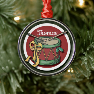 Weihnachtstrommel mit Ihrem Namen Ornament Aus Metall