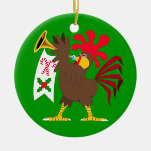 Weihnachtstrompetenhahn Keramikornament
