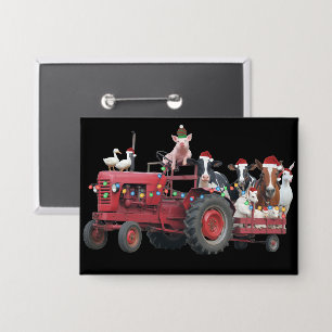 Weihnachtstruck Bauernhof Land Traktor Weihnachten Button