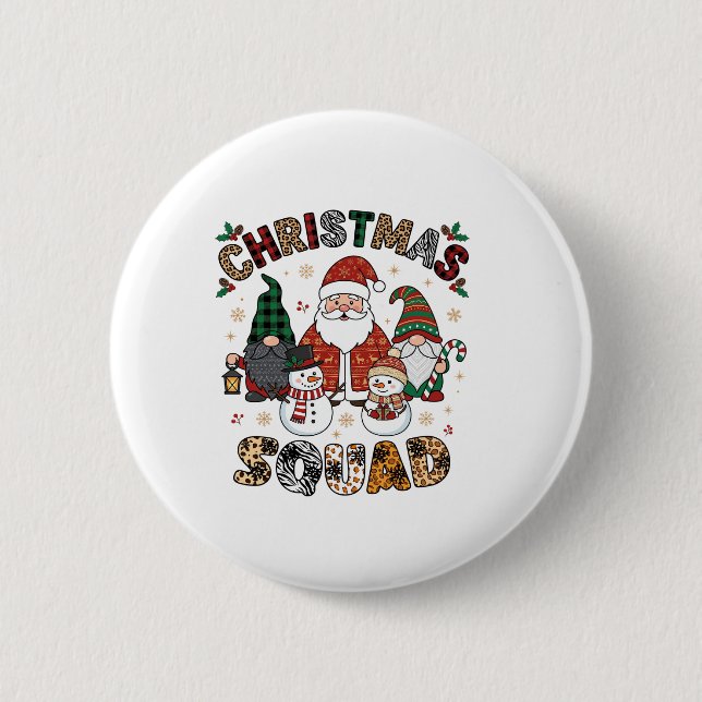 Weihnachtstrupp Weihnachtsmann Gnome Schneemänner  Button (Vorderseite)