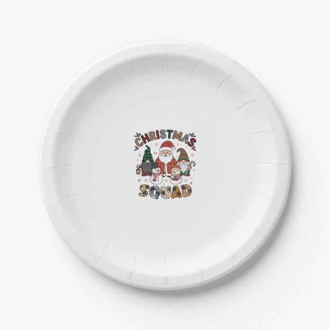 Weihnachtstrupp Weihnachtsmann Gnome Schneemänner  Pappteller (Vorderseite)