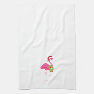 Weihnachtstuch mit rosa Flamingo Küchentuch