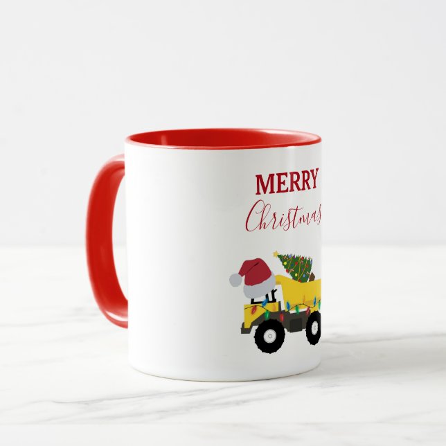 Weihnachtstumpf LKW-Baumaschinen Tasse (Vorderseite Links)