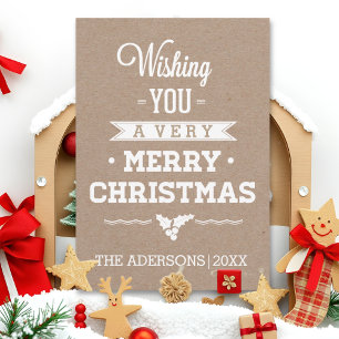 Weihnachtstypografie Vintages Kraftpapier rustikal Feiertagskarte