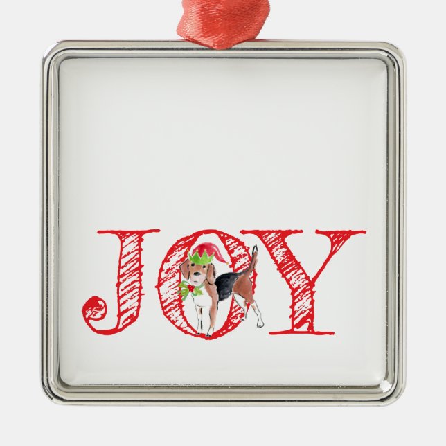 Weihnachtstyppografie JOY Weihnachtsfest Ornament Aus Metall (Vorne)