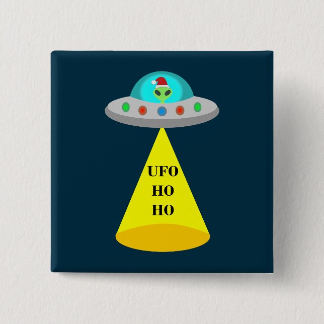 WeihnachtsUFO Ho Alien fliegende Untertasse Button (Vorderseite)