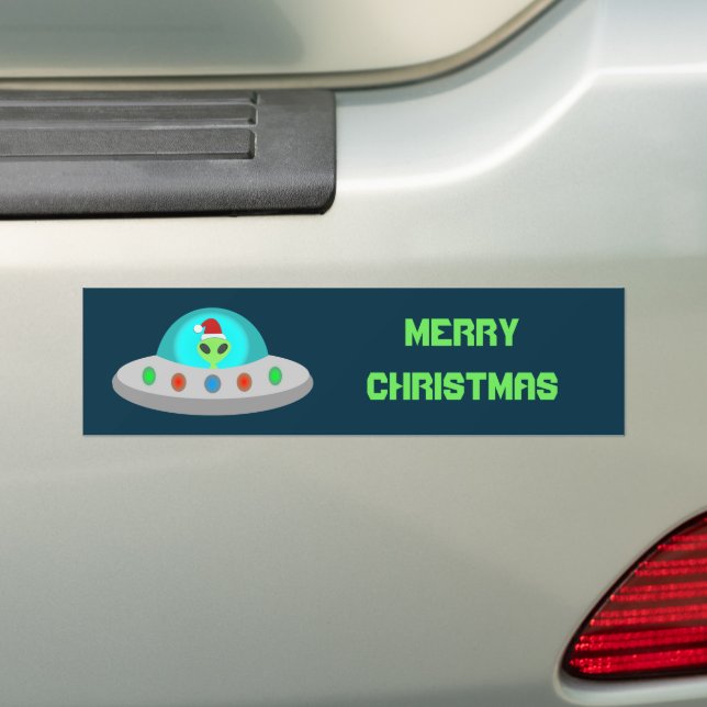 WeihnachtsUFO Ho Alien fliegende Untertasse Custom Autoaufkleber (Auf Auto)