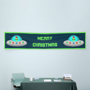 WeihnachtsUFO Ho Alien fliegende Untertasse Custom Banner