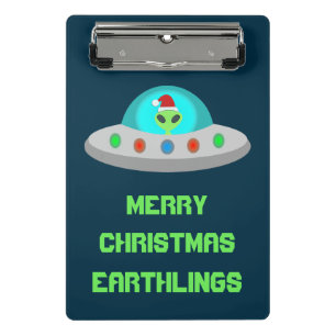 WeihnachtsUFO Ho Alien fliegende Untertasse Custom Mini Klemmbrett