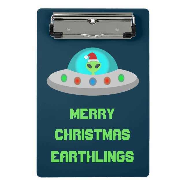 WeihnachtsUFO Ho Alien fliegende Untertasse Custom Mini Klemmbrett (Vorderseite)