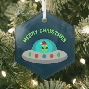 WeihnachtsUFO Ho Alien fliegende Untertasse Custom Ornament Aus Glas