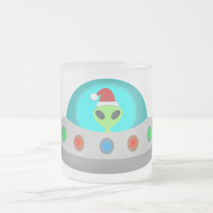WeihnachtsUFO Ho Alien fliegende Untertasse Mattglastasse