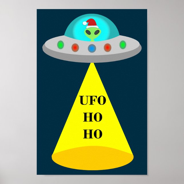 WeihnachtsUFO Ho Alien fliegende Untertasse Poster (Vorne)