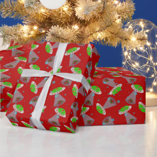 WeihnachtsUFO_red Geschenkpapier