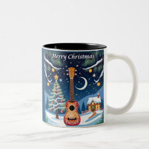 Weihnachtsukulele Musikinstrument Musik Winter Zweifarbige Tasse