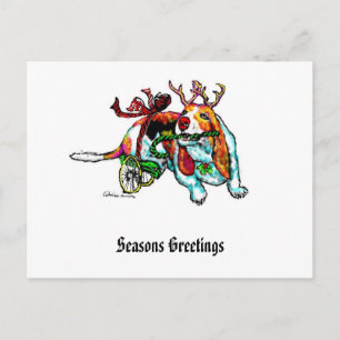 Weihnachtsunfähigkeits-Jagdhund-Postkarte Feiertagspostkarte
