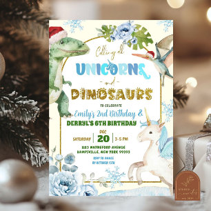 Weihnachtsunkorn und Dinosaurier Gemeinsamer Gebur Einladung