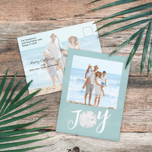 Weihnachtsurlaub Freude Foto Einfache Strand Budge Feiertagspostkarte