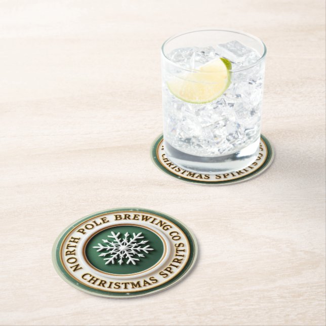 Weihnachtsurlaub North Pole Brewing Runder Pappuntersetzer (Vor Ort)