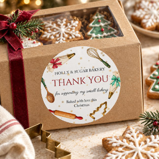 Weihnachtsutensilien Bäckerei Danke  Runder Aufkleber