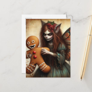 Weihnachtsvampirfee mit Lebkuchen Postkarte