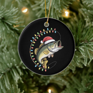 Weihnachtsvater Bass Fisch Lustig Angeln Angler Keramik Ornament