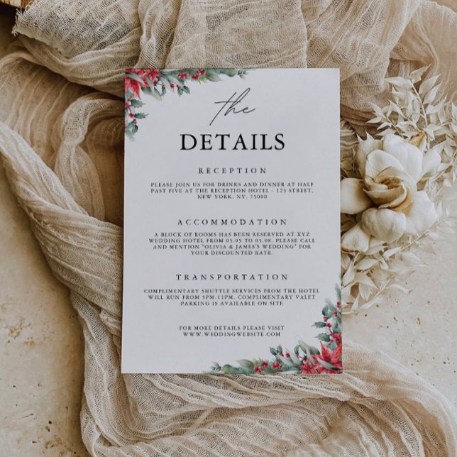 Weihnachtsverbandskarte - die Details Einladung (Christmas Enclosure Card-The Details Template)