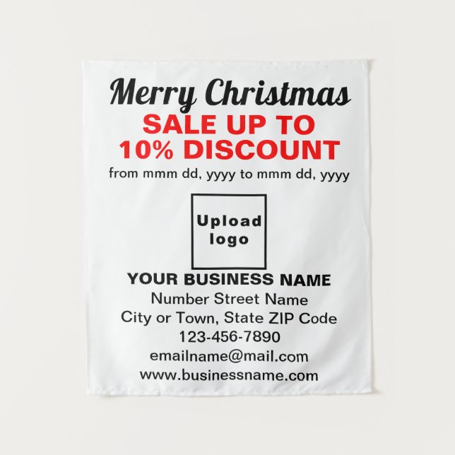 Weihnachtsverkauf auf weißem Band Wandteppich (Vorderseite)