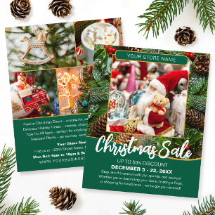 Weihnachtsverkauf Festliches Geschäft im grünen Be Flyer