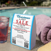 Weihnachtsverkauf im Juli Sale Blau Weiße RÜCKSEIT