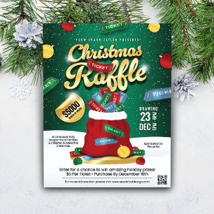 Weihnachtsverlosung Grün & Gold Feiertags-Ticket-S Flyer