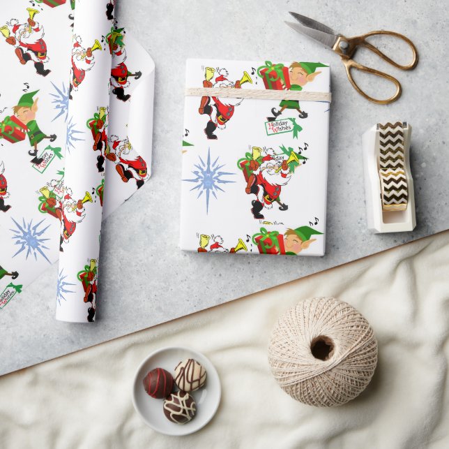 Weihnachtsverpackung  Santa-Elf Schneemann Geschenkpapier (Kunsthandwerk)